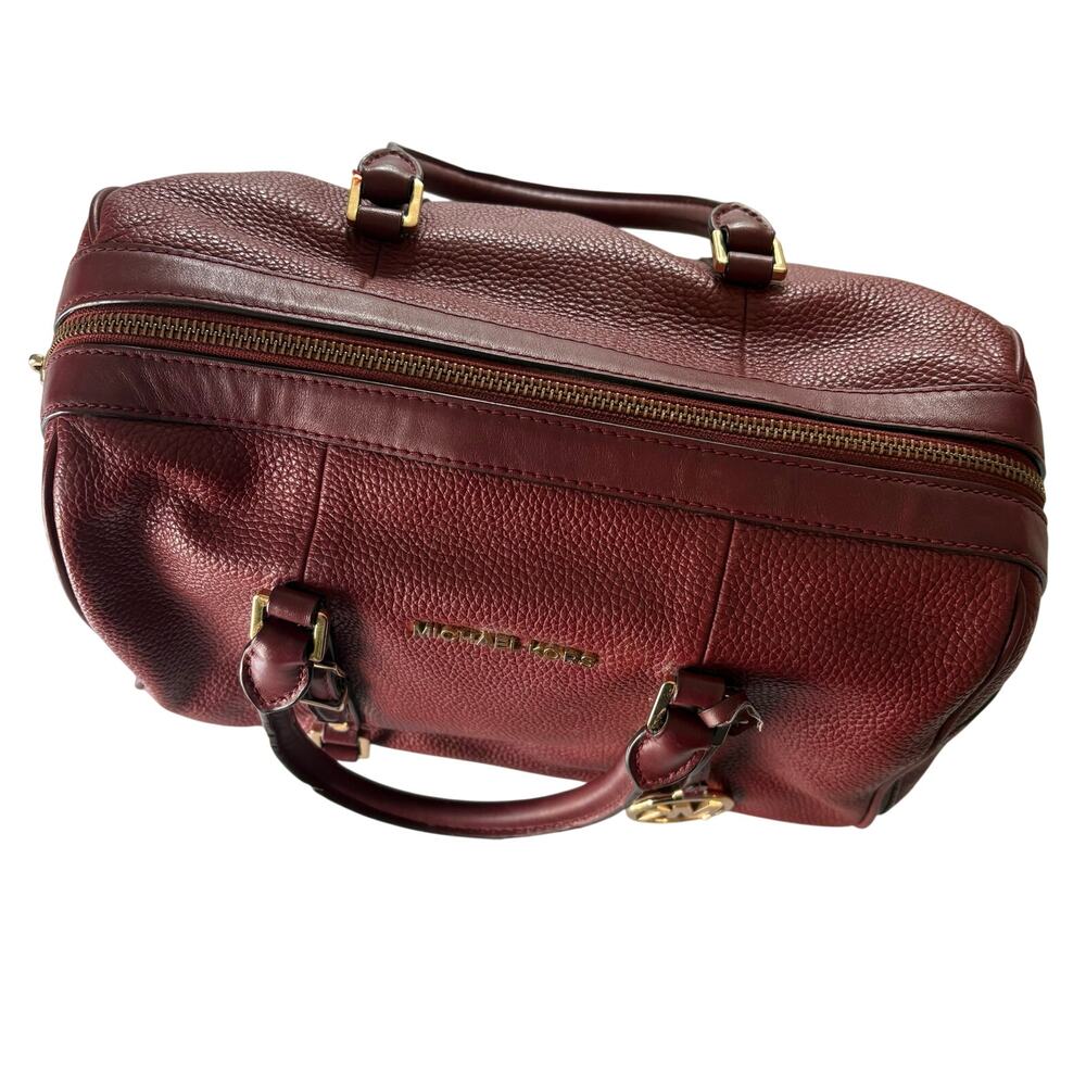 Michael Kors Bedford Legacy Maroon Red Pebbled Leather Duffel Handbag Purse READ - Picture 7 of 10